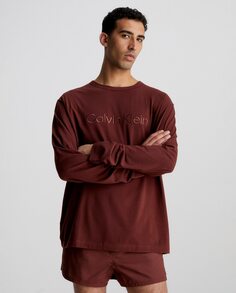 Мужская пижамная рубашка с длинными рукавами Calvin Klein, гранатовый