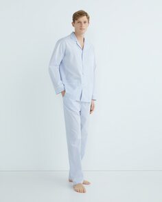 Мужская пижама из квадратной ткани с шелковистой отделкой и окантовкой Emidio Tucci, светло-синий