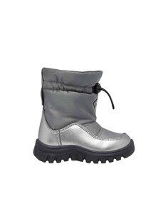 Серебряные кожаные ботинки для девочки в стиле апре-ски Naturino, серебро