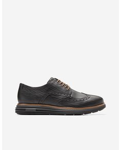 Мужские кожаные туфли на шнуровке черного цвета с гравировкой Cole Haan, черный