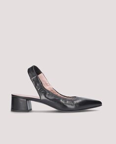 Женские туфли-лодочки с пяткой на пятке из черной кожи наппа Pretty Ballerinas, черный