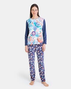 Женская длинная пижама из микрофлиса Massana, синий