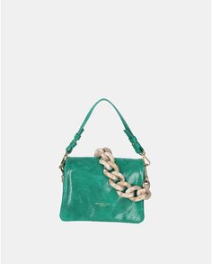 Маленькая зеленая кожаная сумочка с короткой ручкой и ремнем через плечо Jasmine, зеленый