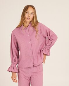 Женская пижама с рюшами на манжетах и ​​микропринтом в тон Bohodot, розовый