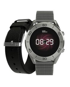 Умные часы Smartnow ip Grey с миланской сеткой и черным сменным ремешком Mark Maddox, серебро