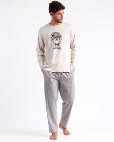Мужская хлопковая пижама с карманами Admas, бежевый