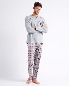 Длинная светло-серая трикотажная мужская пижама Admas, светло-серый