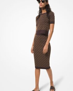 Приталенная юбка миди с логотипами Michael Michael Kors, коричневый