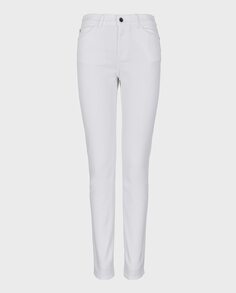 Узкие женские хлопковые джинсы J18 с высокой посадкой Emporio Armani, белый