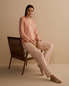Шелковистая пижама с женскими брюками с принтом Énfasis, розовый