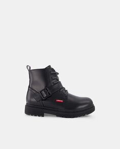 Ботинки в стиле милитари для девочек Cath с ремешком с логотипом и шнуровкой Levi&apos;s, черный Levis