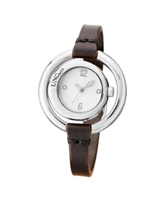 Женские часы из кожи и металлического сплава с посеребренным покрытием UNO de 50, коричневый