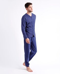 Длинная синяя трикотажная мужская пижама Admas, синий