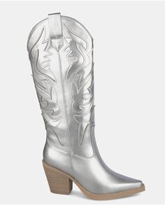 Женские кожаные ковбойские сапоги с острым носком Alma en Pena, серебро