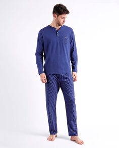 Длинная синяя трикотажная мужская пижама Admas, синий