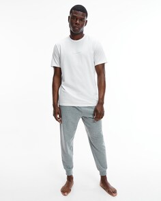 Белая мужская пижамная рубашка с короткими рукавами Calvin Klein, белый