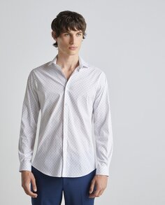 Мужская суперэластичная рубашка с геометрическим рисунком Easy Wear, белый