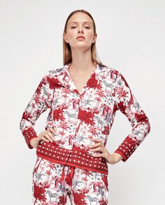 Женская пижамная рубашка с принтом из шелковой ткани Gisela, мультиколор
