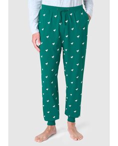 Длинные зеленые трикотажные пижамные штаны El Búho Nocturno, бежевый