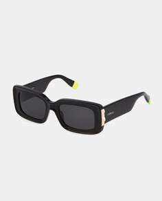 Черные женские солнцезащитные очки прямоугольной формы из ацетата Furla, черный