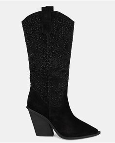 Женские кожаные ботинки с деталями из стразов Alma en Pena, черный