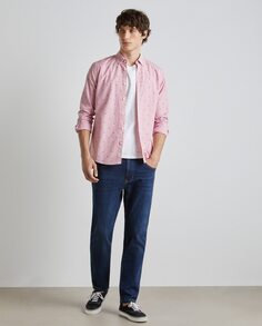 Мужская оксфордская рубашка с длинными рукавами и принтом Easy Wear, розовый