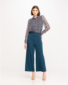 Женские брюки-кюлоты со складками с завышенной талией Niza, темно-синий