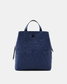 Небольшой темно-синий рюкзак с геометрическим рельефом Desigual, темно-синий