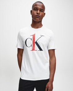Белая мужская пижама с короткими рукавами Calvin Klein, белый