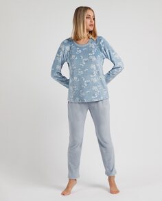 Длинная женская пижама из ультраэластичного бархата Admas, синий