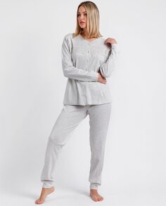 Женская длинная пижама открытой вязки Admas, светло-серый