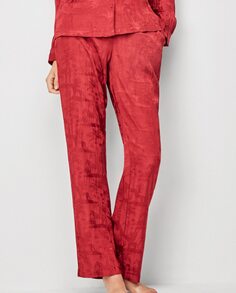 Длинные женские пижамные брюки из шелковистой ткани Gisela, бордо
