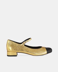 Женские кожаные туфли Lola Mary Janes с контрастным закругленным мыском и застежкой-пряжкой Augusta, золотой