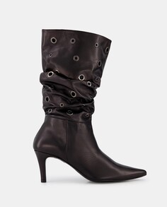 Женские кожаные ботинки с мятым голенищем и каблуком-шпилькой Latouche, черный