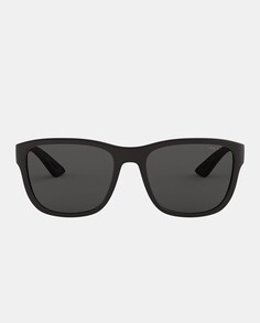 Черные мужские солнцезащитные очки прямоугольной формы Prada Linea Rossa, черный