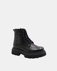 Кожаные ботинки в стиле милитари для девочки на шнуровке Lumberjack, черный