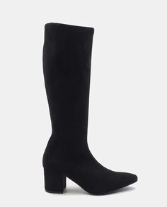 Женские замшевые ботинки с острым носком и блочным каблуком Miss Elastic, черный