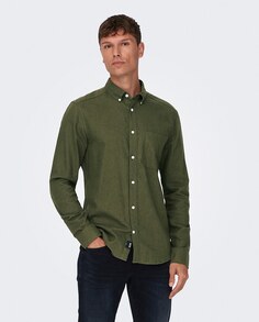 Мужская рубашка узкого кроя Only &amp; Sons, темно-зеленый