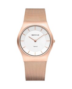 Женские часы Bering 11935-366 CLASSIC с розовым сетчатым ремешком Bering, белый