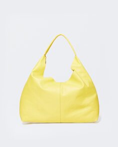 Желтая кожаная сумка через плечо в стиле хобо с магнитной застежкой Parfois, желтый