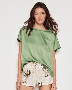 Женская пижамная рубашка с короткими рукавами и карманом Gisela, зеленый