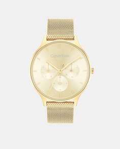 Многофункциональные женские часы Timeless 25200103 с золотой стальной сеткой Calvin Klein, золотой