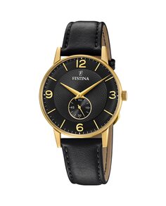 Мужские часы F20567/4 Ретро черные кожаные Festina, черный