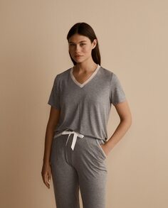 Кружевной пижамный топ с V-образным вырезом Énfasis, темно-серый