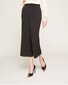 Укороченные женские классические брюки со складками Motivi, черный