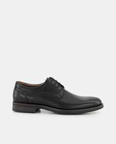 Мужские кожаные туфли на шнуровке, с гладким верхом и резиновой подошвой TR Dustin, черный