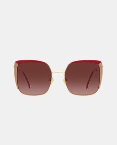 Квадратные женские солнцезащитные очки из золотистого металла Carolina Herrera, красный
