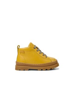 Желтые кожаные детские сапожки на шнурках Camper, желтый