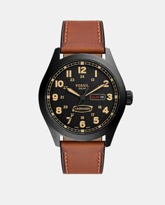 Defender FS5978 Устойчивые солнечные коричневые кожаные мужские часы Fossil, коричневый