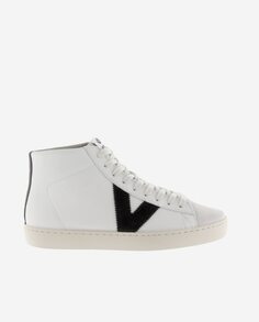 Белые кожаные спортивные кроссовки унисекс с цветными деталями и замшевыми носками Victoria, черный